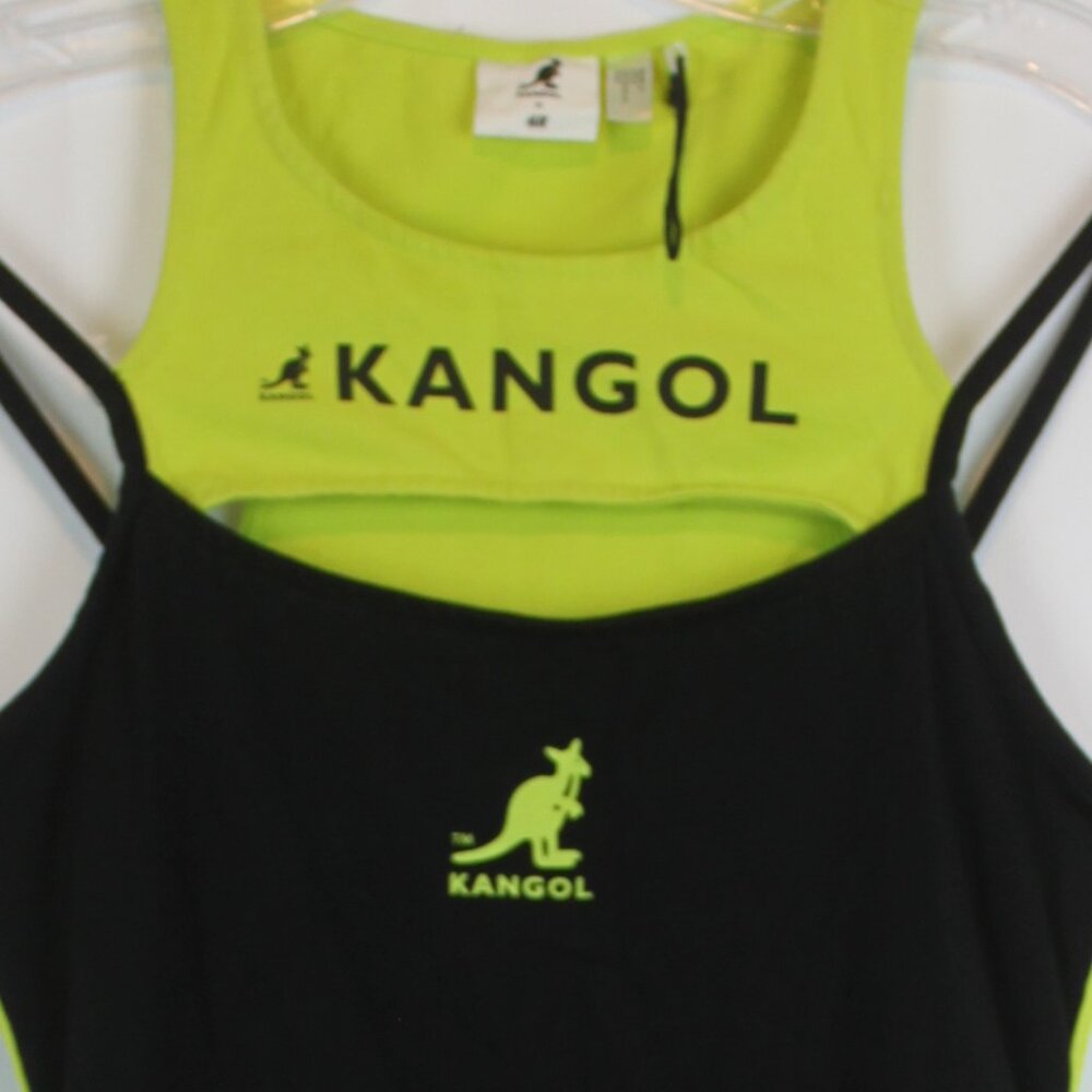 H&M Kangol Black Neon Green Stretchy Sleeveless Dress - Picture 4 of 11
